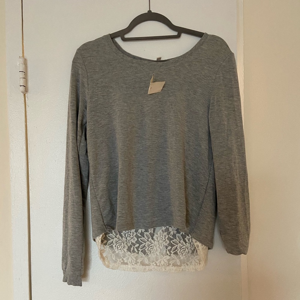 Gray lace back sweatshirt